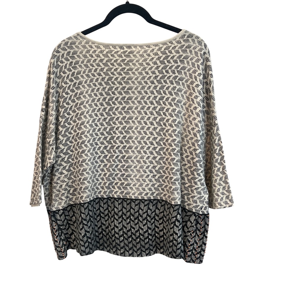 Anthropologie Moth Mixed Pattern Beaded High Low Knit Sweater MP Petite Medium - Picture 5 of 5